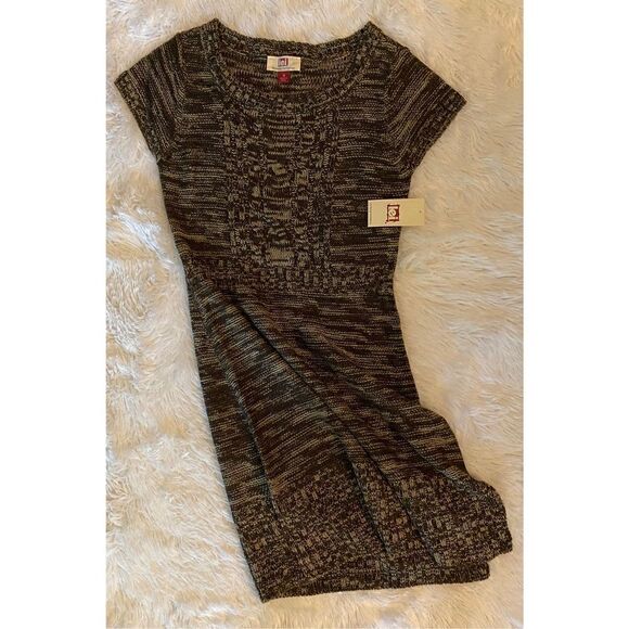 NWT L.E.I. SZ Junior S Java/Tan “Kathleen” Short Sleeve Sweater Dress - Picture 12 of 12